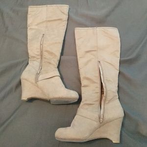 Knee high suede boots